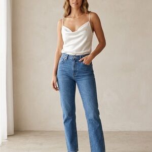 Elegant White Satin Slip top